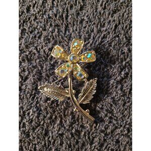 Vintage SARAH COVENTRY Accent Pin Brooch/Pendent Clear Rhinestone Mini Fleur AB